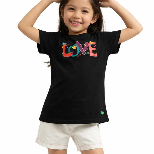 Girls T-shirt's Blk-Love
